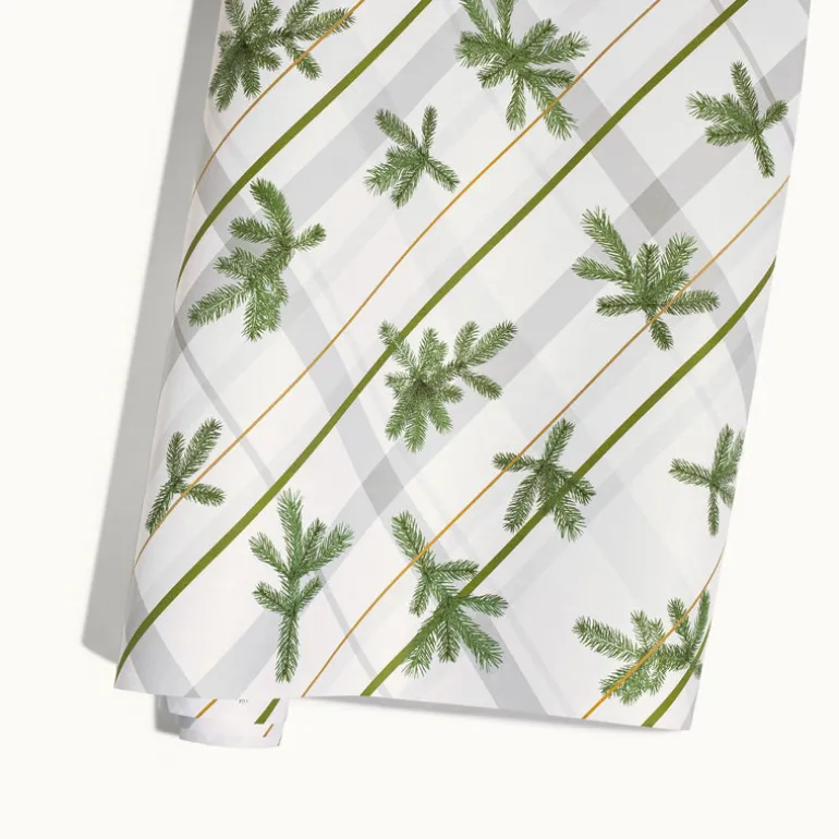 Frasier Fir Frosted Plaid Wrapping Paper, 2 Pack