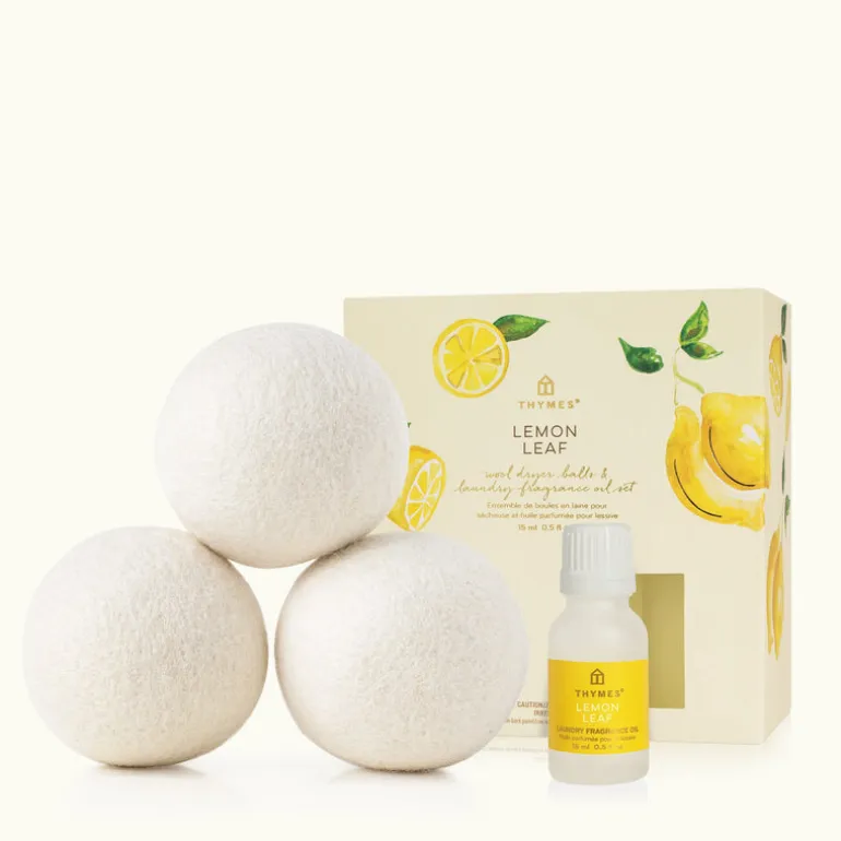 Lemon Leaf Wool Dryer Balls & Laundry Fragrance Oil Set
