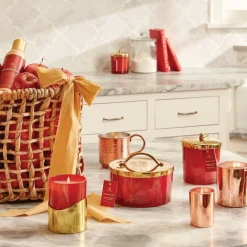 Simmered Cider Harvest Red Poured Candle with Gold Sleeve